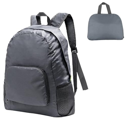 Mochila Plegable Ultraligera Pequeña Mochila de Viaje para Hombre Mujer Viaje Excursiones Cortas Senderismo (Gris)
