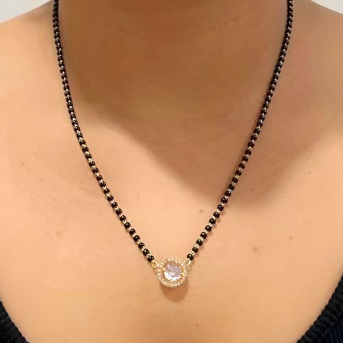 Image of Jewels Galaxy Gold Plated Round Shaped Mangalsutra with Chain for Women
