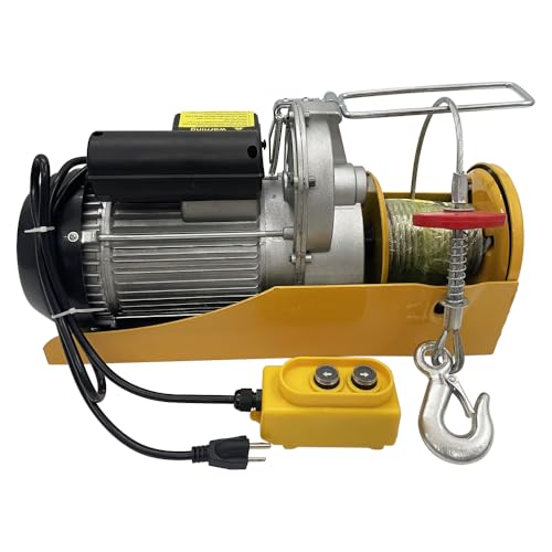 HQHAOTWU Electric Hoist 2000lbs Portable Electric Winch Lift Hoist Electric Wire Rope Hoist for Garage Workshop Crane Lifting 220V 1.8KW
