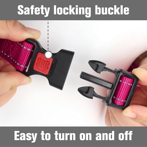 Joytale Martingale Collar for Dogs, Reflective Escape Proof Training Dog Collars with Safety Lock Buckle, No Slip Soft Nylon for Medium Pets, Hotpink, M - Image 3