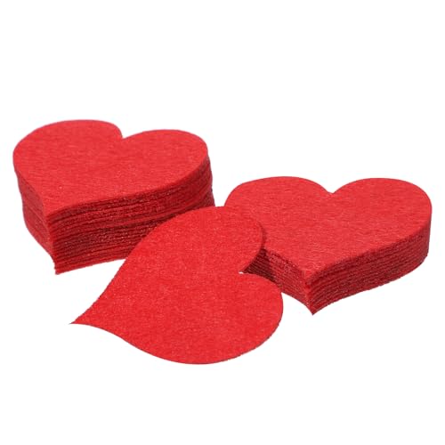 60 Pcs Red Felt Hearts for Crafts 1.96 Inch Mini Heart Shapes Decorative Scrapbooking Sewing Craft Embellishment Wedding Party Valentine’s Day Decoration