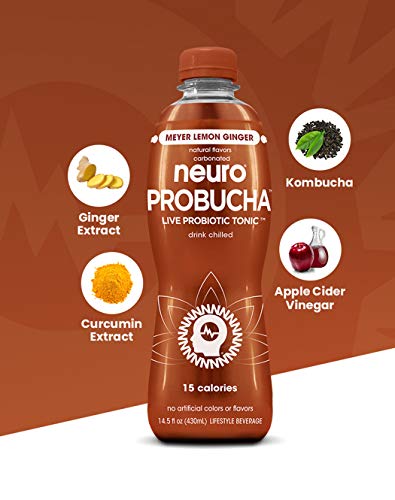 Neuro PROBUCHA Meyer Lemon Ginger, 14.5 oz Bottles (Pack of 12)