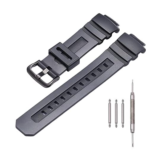 MCXGL Correa de reloj de goma de resina compatible con Caiso G-shock AWG-M100 AW590 591 resistente al agua deporte correa de repuesto accesorios, 16mm