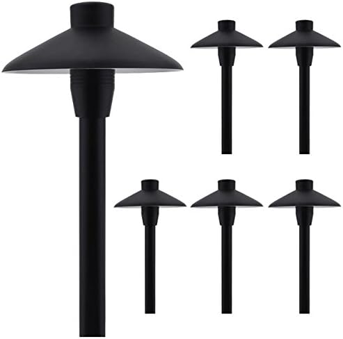 MarsLG ALS1 - Luz de aluminio de bajo voltaje para camino y área con pantalla de 6.5 pulgadas y vástago de 18 pulgadas en acabado negro, pico de