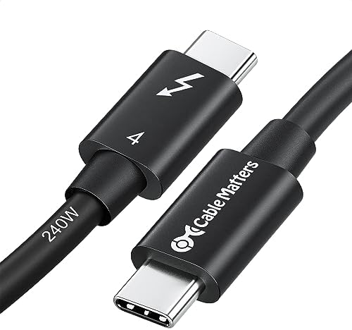 Certyfikowany kabel Cable Matters 40 Gbps USB4 Thunderbolt 4 z wideo 8K i ładowaniem 100 W w odległości 1 m - kompatybilny wstecz z Thunderbolt 3 i USB-C