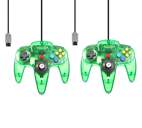 2 mandos para Nintendo 64 N64 verde transparente con cable Gamepad Joypad