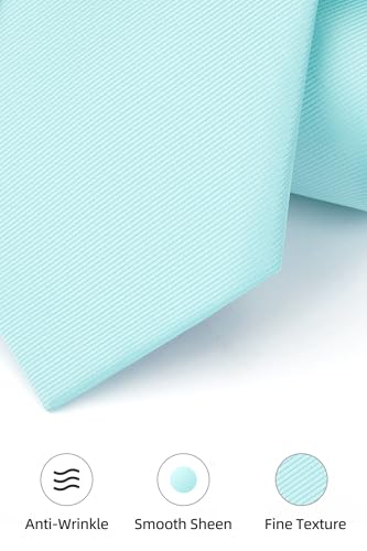 Image of HISDERN Mens Ties Solid Color Ties for Men Formal Necktie with Pocket Square Set Satin Silk Neck Tie Handkerchiefs Set