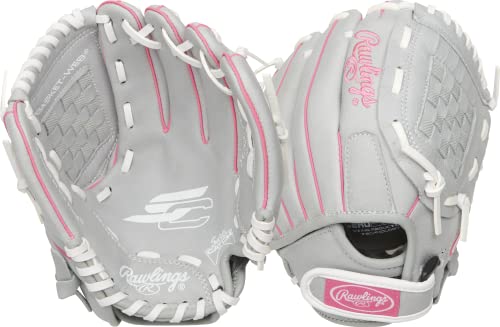 Rawlings | Sure Catch Series Fastpitch Softball Glove | Pink/Grey/White | RHT | 10'