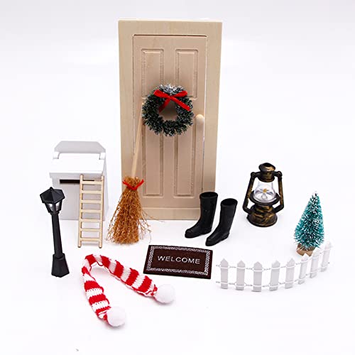 ikasus Miniatur Puppenhaus Wichteltür Set,Weihnachten Wichtel Tür Nissedor mit Zubehör,Möbel Deko Mini Ornament Fairy… – Bild 6