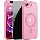 LWLFEKA for iPhone 16 E/17 E Case with Privacy Screen Protectors & Full Camera Cover Compatible with MagSafe Translucent Matte Shockproof Magnetic Case for iPhone 17E/16E Women Girls Cover-Pink