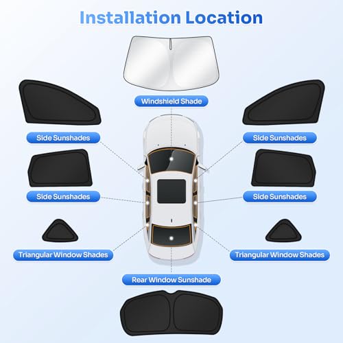 Image of Canvcle Window Shades for 2019-2025 2026 Acura RDX Accessories Windshield Sun Shade Side Rear Window Covers Sunshade Sun Visor Shield Privacy Protection for Camping Keep Vehicle Cool Black 8PCS