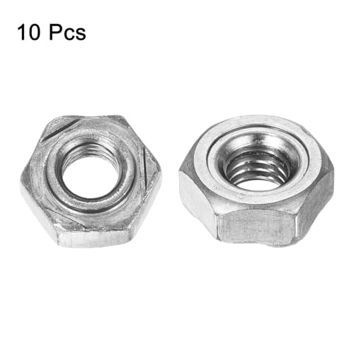 QUARKZMAN 10 Stück Sechskant-Schweißmuttern, M5x0,8mm Kohlenstoffstahl Sechskantmuttern mit 3 Vorsprüngen Maschinenschraube für DIY-Heimreparatur Maschinen, Silber