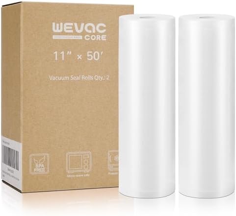 Wevac Vacuum Sealer Bags 11x50 Rolls 2 pack for Food Saver, Seal ...
