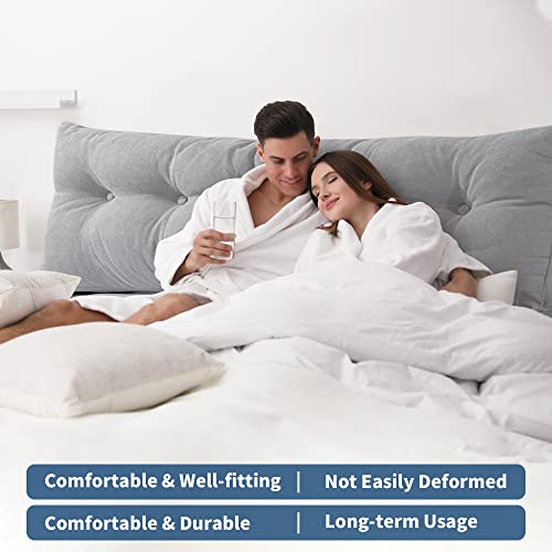 Balapet Headboard Pillow With Side Pocket And Removable Cover For Rest And Reading, Super Soft Bed Wedge Pillow For Headboard, Grey Positioning Support Long Pillow For Bed Daybed Couch #TOP3