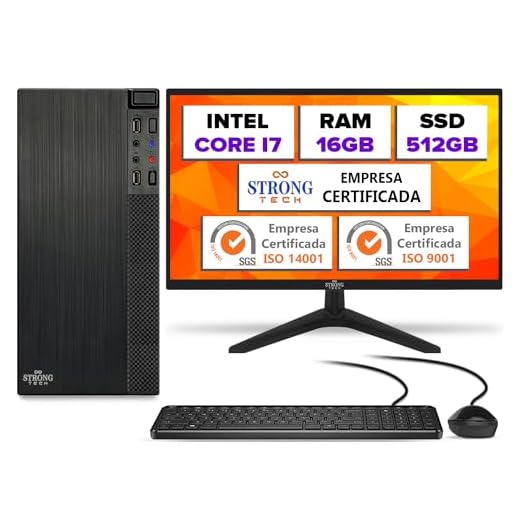 Computador Completo Intel Core i7 16GB SSD 512GB Monitor 17" 4 Núcleos Super Turbo Pc Hdmi Teclado e Mouse Strong Tech