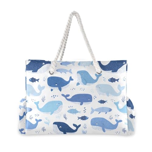 susiyo Whales Cute Beach Bags for Women Large Travel Tote Bag Waterproof Sandproof Lightweight Swim Pool Bag for Family Outdoor2