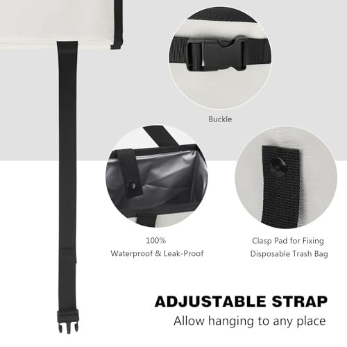 Image of Homelove Car Trash Can, Leak-Proof Waterproof Trash Bin Collapsible Portable Auto Garbage Bag Large Capacity Trashcan Storage Bag Multipurpose Car Organizer Hanging (White)