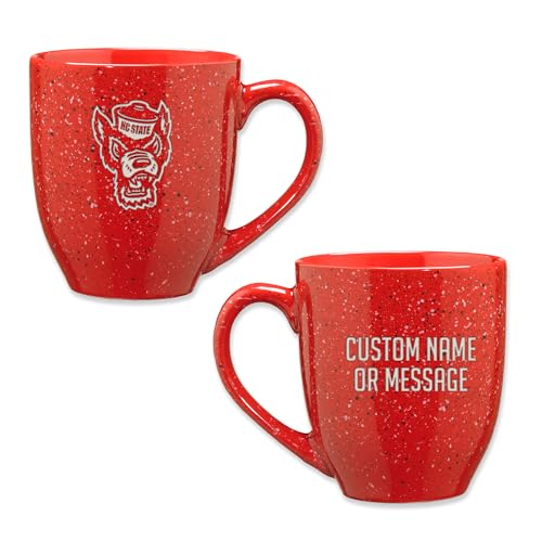 Image of Rico Industries NCAA North Carolina State Wolfpack Red Personalized 16 oz Team Color Laser Engraved Speckled Ceramic Coffee Mug