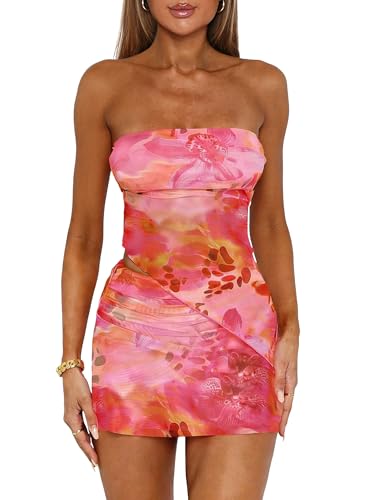 ASKHOPE Women's Two Piece Skirt Set Summer Asymmetrical Mesh Cute