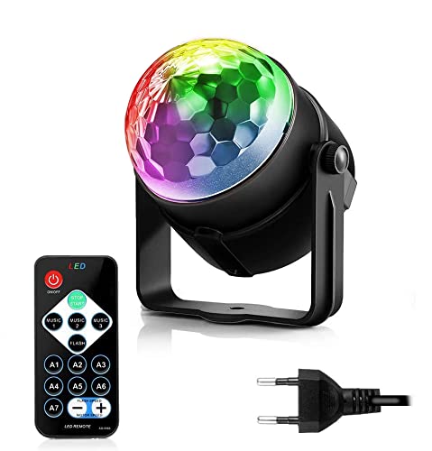 FIMEI Boule Disco 1 Pack, Lumière Soirée Lampe de Scène Éclairage de Discothèque Projecteur Effet Spot Stade Télécommande