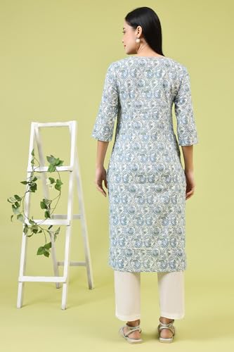 Image of W for Woman Pink Bold Geometric Printed Pure Cotton Straight Kurta