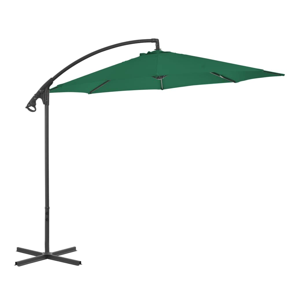 Parasol przeciwsłoneczny ze stalowym masztem, terakota, odporny na promieniowanie UV parasol przeciwsłoneczny z korbą, stalowe żebra, stabilny stojak, pochylony i odporny na wiatr, do ogrodu