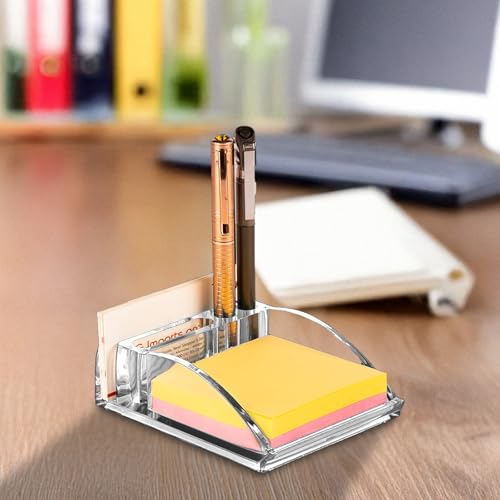 Image of GROB Prismo Acrylic Slip & Stationery holder| Transparent Acrylic Desk Organizer |Slip Design for Papers, Angled Compartments for Stationery, Non-Slip Base| Smart Living Products