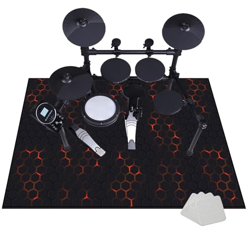 100 x 80 cm Tappeto Batteria Insonorizzato Tappetini Strumenti Musicali Drum Carpet per Rullante Grancassa Tamburo Jazz Batteria Tappetino per Batteria Elettronica Tappeti Antiscivolo Domestico