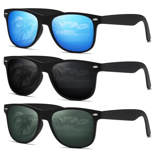 DEMIKOS Sunglasses Men Polarized Sunglasses for Mens Womens Retro Mirror Lens for Driving Fishing UV Protection A03-ice Blue Mirror Lens/Grey/Green