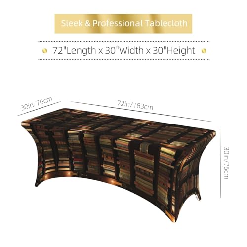 Housse de table rectangulaire extensible 1,8m à motif bibliothèque mystérieuse - 4