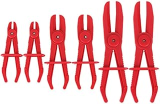 6 Pack Hose Clamp Pliers Hose Pinch Pliers Line Clamps for Fuel Hoses, Gas Lines Brake Hoses, Radiator Hoses, Coolant Hoses, Flexible Hoses, Red