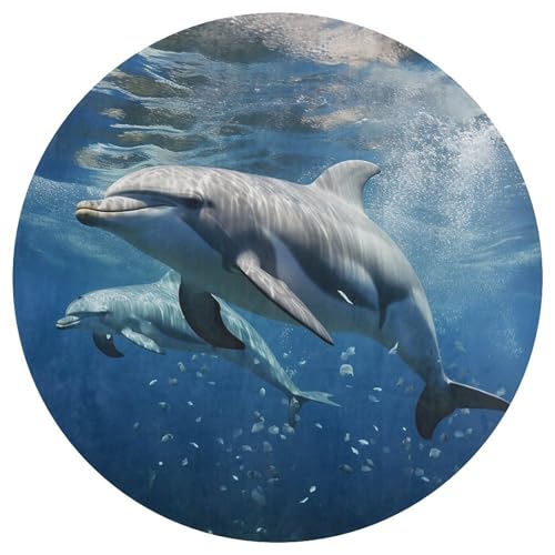 Tapis rond anti-dérapant motif dauphin pour décorer le salon