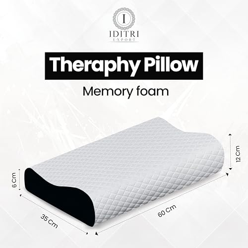 Image of Orthopedic Cervical Pillow Set of 2, Memory Foam Contour for Neck and Shoulder Relief, Ergonomic Design for Side and Back Sleepers, Breathable Black Cover, 60 x 35 x 12 cm