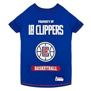 Pets First Cute Dog T-Shirt, Medium – NBA Los Angeles Clippers Dog & Cat Shirt with Basketbal Team Logo. A Comfortable & Fashionable Yet Durable Pet Outfit, Blue (LAC-4014-MD)