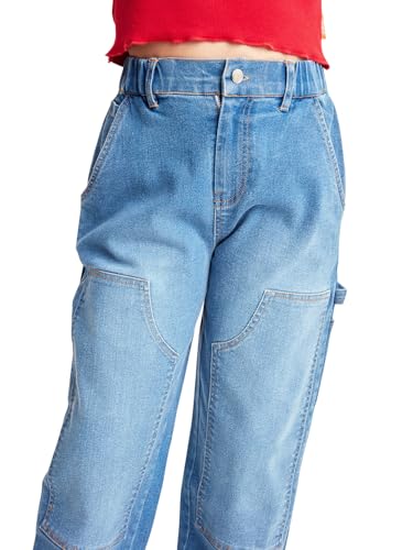 Image of olele Girls Super Jeans Collection for 4-14 Yrs | Stretchable Cotton Denim Trousers | Blue Jeans for Kids | Baggy Denim Pants | Cargo Pants for Girls