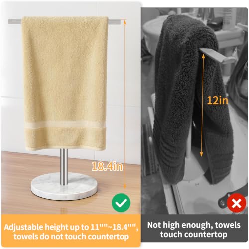 STWWO Hand Towel Stand, 11~18.8IN Adjustable Marble Base Brushed Nickel by STWWO - Used condition - Image 4