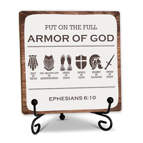 5" Bible Verses Wooden Sign With Metal Stand - Put