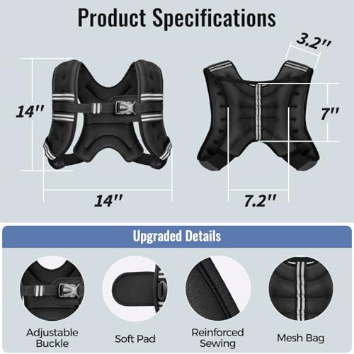 Weighted Vest for Women &amp; Men with Reflective Stripe and Adjustable Buckle, Comfortable &amp; Durable Rucking Vest for Walking, Running &amp; Strength Training
