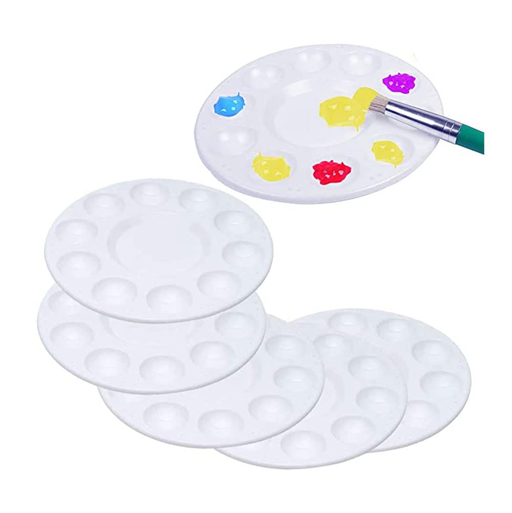 MaoNativey 6Pcs Paint Palettes, Plastic Round Palette Color Palette Mixing Paint Palette Tray Plastic for Kids and Adults to Create DIY Craft Professional Art Painting