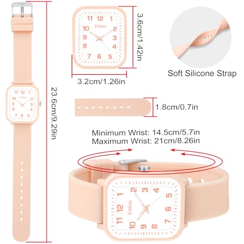 Image of Edillas Kids Teens Watch Analog Girls Boys, Waterproof Stylish Watch for Children,Students with Soft Silicone Strap for Kids Teens 4-16 Years Old