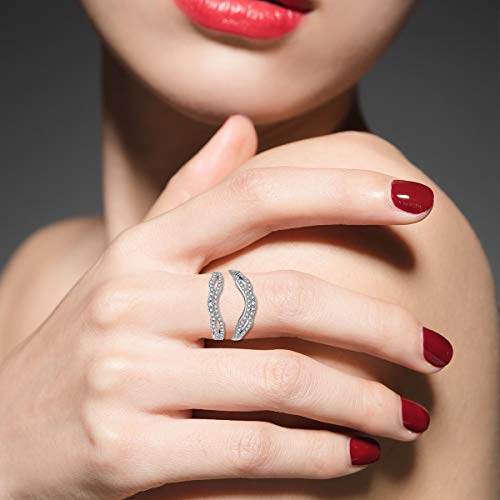 Uloveido 925 Sterling Silver Anniversary Ring Enhancer for Women and Female Wedding Engagement Enhancer Ring White Gold Plated Y4813