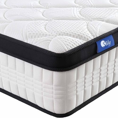 slily 12 Inch Double Mattresses 4ft6 for Back Pain Relief, Hybrid Pocket Sprung Memory Foam Mattress...