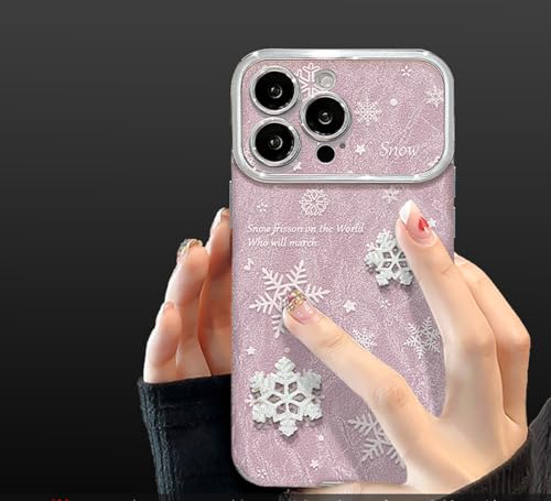 Coque violette pour iPhone 16 Pro Max au motif de neige 3D