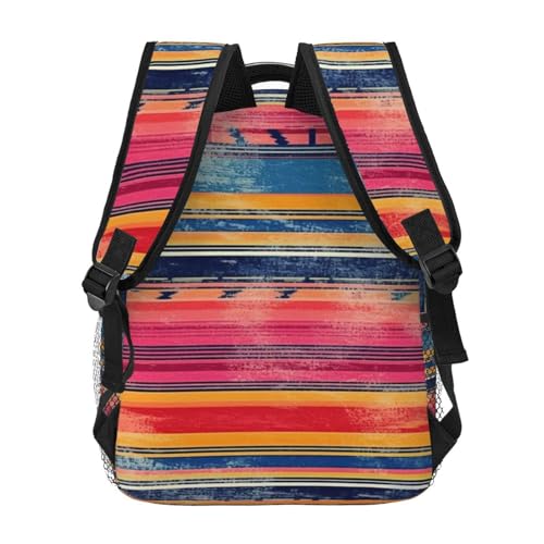 Watercolor Mexican Serape Backpack Large Capacity Lightweight Casual Travel Sports Backpack 11.4X7.8X15.7 inch4