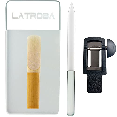 Saxophone Reed Resurfacer & Trimmer Kit - Professional Glass Reed Cutter with Stainless Steel Stick | Precision Repair Tool for Clarinet & Sax Reeds | Durable, Portable Desig (Black)