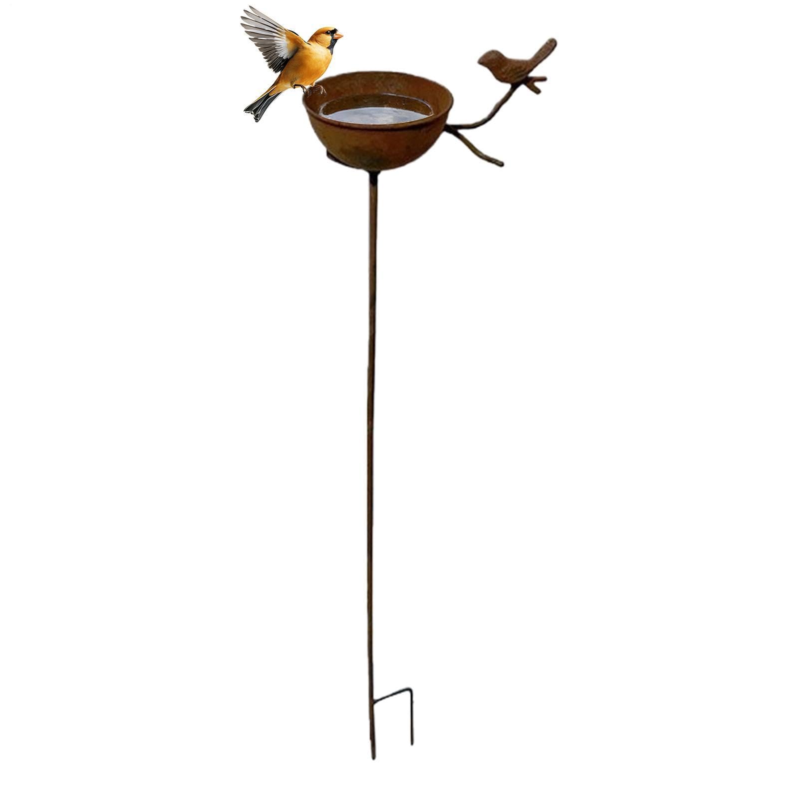 Baño para aves de metal vintage con acabado de alta resistencia para intemperie
