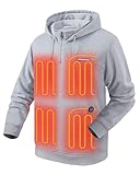 Venustas Unisex Quarter-Zip Heated Pullover Hoodie, Heated Sweatshirt for Men & Women, 6 Heating Zones with Battery Included Heather Gray