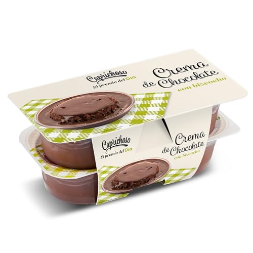 DIA CAPRICHOSO natillas de chocolate con bizcocho pack 4 unidades 125 gr