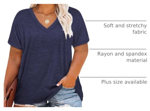 Image of DOLNINE Plus-Size Tops for Women Casual Short Sleeve Color Block T-Shirts
