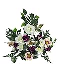 centro flores boda Poliester DRW Centro Flores Artificiales para Cementerio Tonos malvas 55X50X14